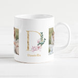 Moderne Gold Letter D-Blume | Monogramm für zwei F Kaffeetasse<br><div class="desc">Moderne Gold Letter D-Blume | Monogramm für zwei Fotos</div>