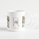 Moderne Gold Letter R-Blume | Monogramm für zwei F Kaffeetasse<br><div class="desc">Moderne Gold Letter R-Blume | Monogramm für zwei Fotos</div>