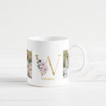 Moderne Gold Letter W-Blume | Monogramm für zwei F Kaffeetasse<br><div class="desc">Moderne Gold Letter W-Blume | Monogramm für zwei Fotos</div>
