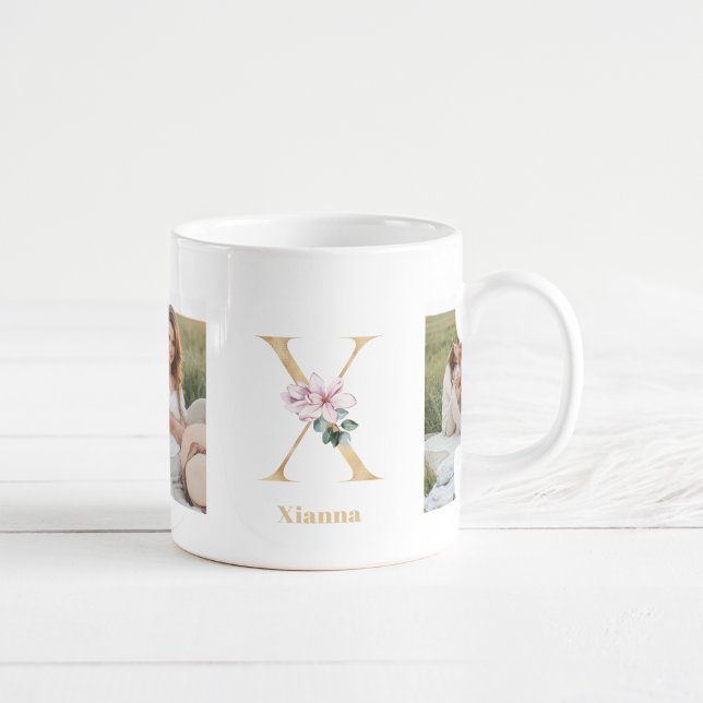 Moderne Gold Letter X-Blume | Monogramm für zwei F Kaffeetasse (Von Creator hochgeladen)