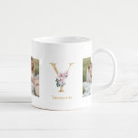 Moderne Gold Letter Y-Blume | Monogramm für zwei F Kaffeetasse<br><div class="desc">Moderne Gold Letter Y-Blume | Monogramm für zwei Fotos</div>