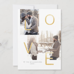 Moderne Gold-Liebe   Minimalistisches Newlyweds-Fo Feiertagskarte