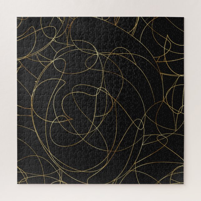 Moderne Gold Line Art Gray Dots Abstraktes Design Puzzle (Vertikal)
