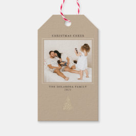 Moderne Gold-Lit Tree Foto Weihnachtsmann Kraft Geschenkanhänger