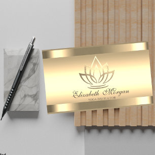 Moderne Gold Lotus Gold Streifen Yoga-Lehrerin Visitenkarte