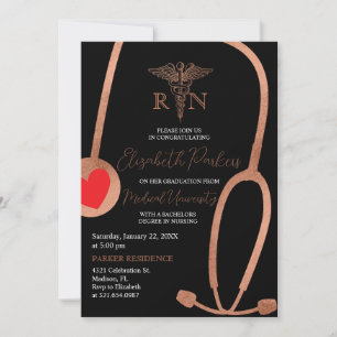 Moderne Gold Moderne Nursing Graduation Party Einladung