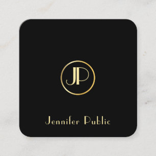 Moderne Gold Monogram Black Template Elegant Trend Quadratische Visitenkarte