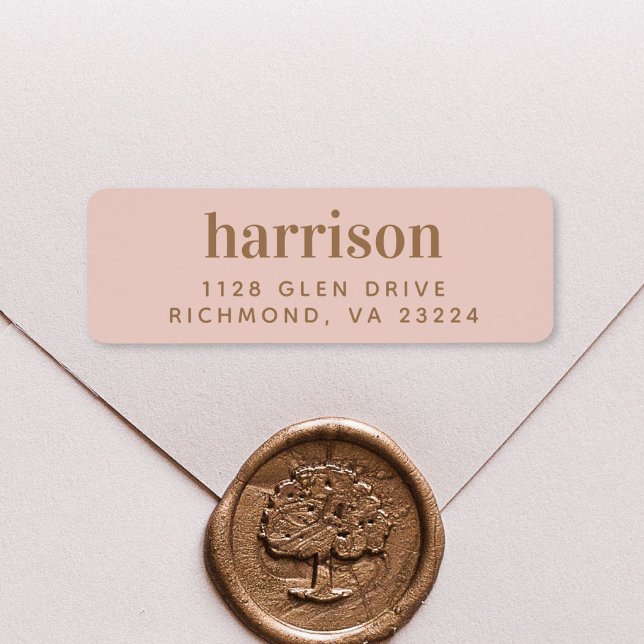 Moderne Gold Monogram Blush Pink Rücksendeadresse (Von Creator hochgeladen)
