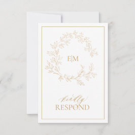 Moderne Gold Monogram Wedding RSVP Card Karte