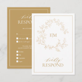 Moderne Gold Monogram Wedding RSVP Card Karte