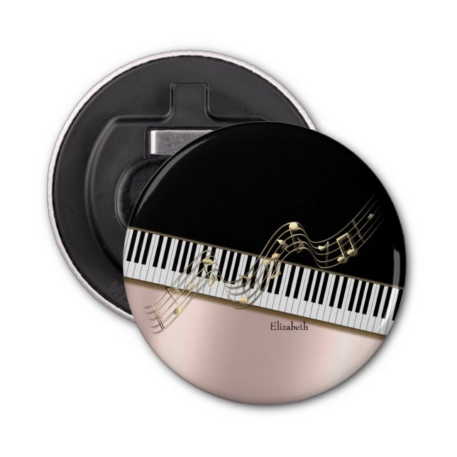 Moderne Gold Musiknoten, Piano Keys Rose Gold Flaschenöffner (Vorderseite)