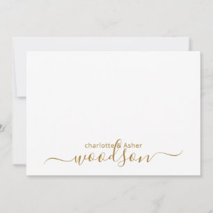 Moderne Gold Name Monogram Note Card Mitteilungskarte