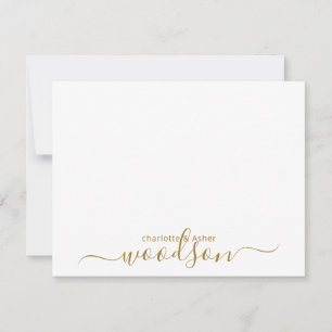 Moderne Gold Name Monogram Note Card Mitteilungskarte