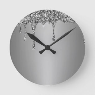 Moderne Gold-Ombre-Marmor Glam-Metallfolie Runde Wanduhr