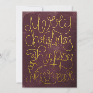 Moderne Gold-Pflaumenschrift Frohe Weihnachten Neu