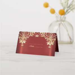 Moderne Gold Red Floral Platzkarte