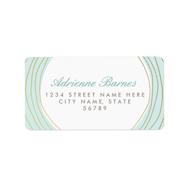 Moderne Gold Rings Light Aqua Address Labels Adressaufkleber (Vorne)