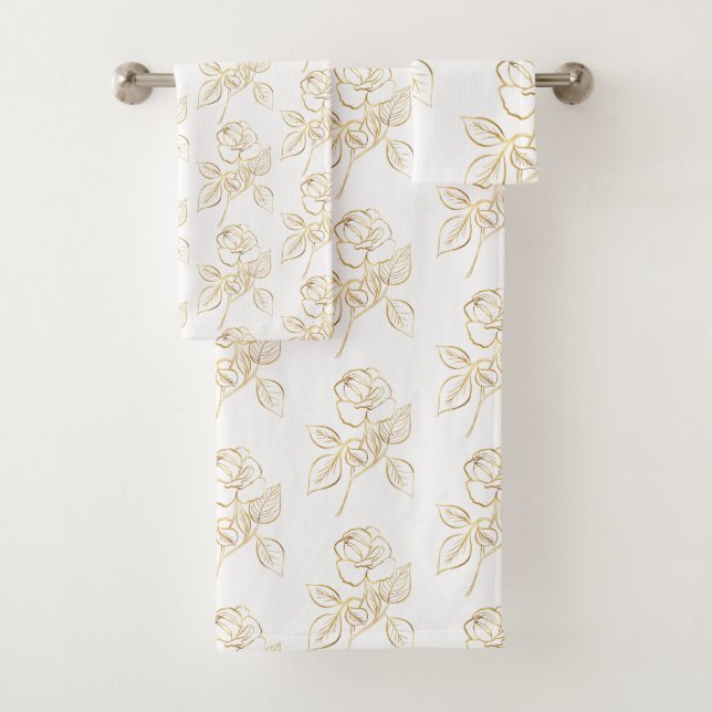 Moderne Gold Rose Minimal Badhandtuch Set (Insitu)