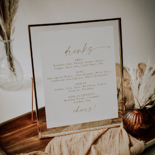 Moderne Gold-Schrift Hochzeitsgetränke-Menü-Tafel Poster
