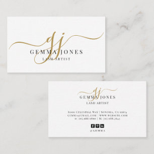 Moderne Gold-Schrift-Monogramm-Name für Wimpernsty Visitenkarte