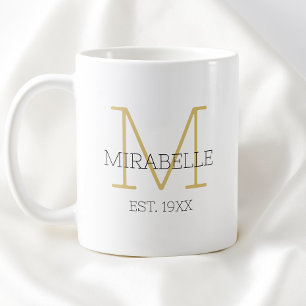 Moderne Gold-Schwarz-Minimalistischer Anfangsbuchs Kaffeetasse