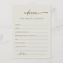 Moderne Gold Script Boho Wedding Advice Card Begleitkarte
