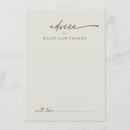 Moderne Gold Script Boho Wedding Advice Card Begleitkarte