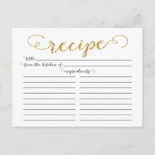 Moderne Gold Script Brautparty Rezeptkarten Postkarte