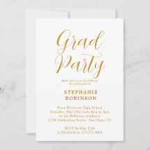 Moderne Gold Script Calligraphy Graduation Party