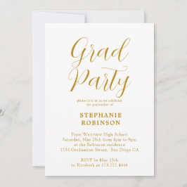 Moderne Gold Script Calligraphy Graduation Party Einladung