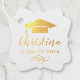 Moderne Gold Script Custom Foto Graduation Party Geschenkanhänger