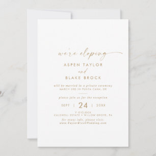 Moderne Gold Script Elopement Empfang Einladung