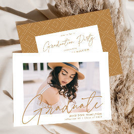 Moderne Gold Script Foto Graduation Party Einladung