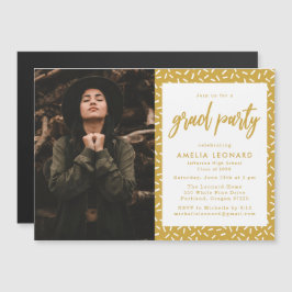 Moderne Gold Script Foto Graduation Party Magneteinladung