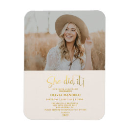 Moderne Gold Script Grad Party Foto Einladung M Magnet