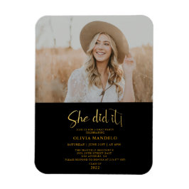 Moderne Gold Script Grad Party Foto Einladung Ma Magnet