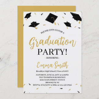 Moderne Gold Script Graduation Party Einladung