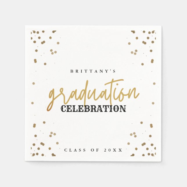 Moderne Gold Script Graduation Party Napkins Serviette (Vorderseite)