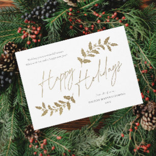 Moderne Gold Script Happy Holidays Business Holida Feiertagskarte