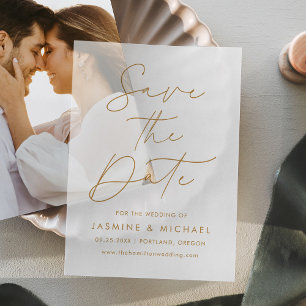 Moderne Gold Script-Hochzeit retten das Datum