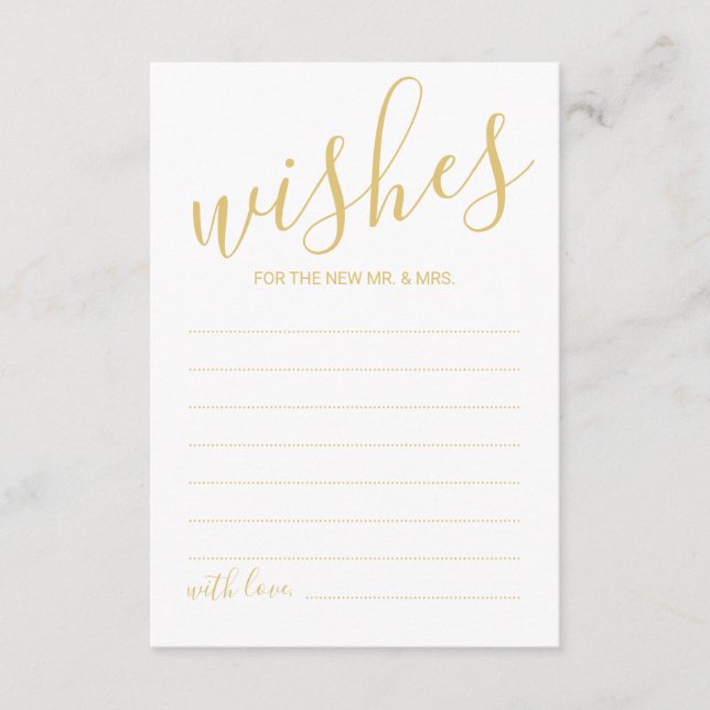 Moderne Gold Script Hochzeitsberatung und Wunschka Hinweiskarte (Vorderseite)