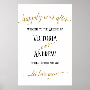 Moderne Gold Script Minimal Wedding Poster