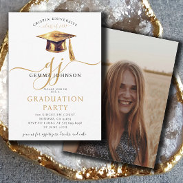 Moderne Gold Script Minimalistisch Graduation Part Einladung
