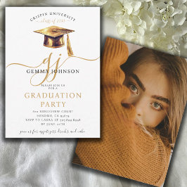 Moderne Gold Script Minimalistisch Graduation Part Einladung