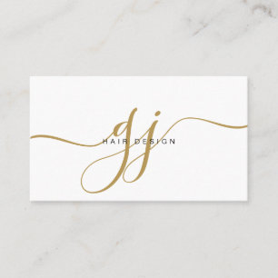 Moderne Gold Script Monogram Initials Haarstil Visitenkarte