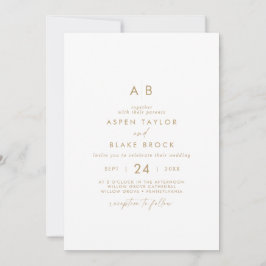 Moderne Gold Script Monogram Wedding Einladung