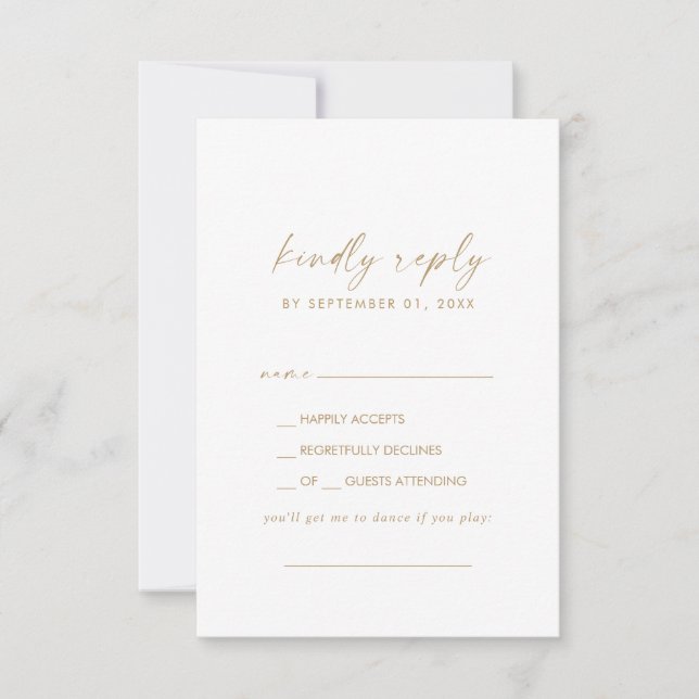 Moderne Gold Script Song Request RSVP Card (Vorderseite)