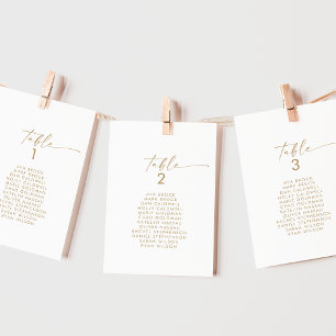 Moderne Gold Script Tischnummer Seekarte