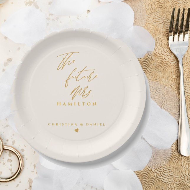 Moderne Gold Script Typografy Wedding Pappteller (Von Creator hochgeladen)