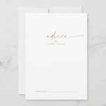 Moderne Gold Script Wedding Advice Card Hinweiskarte<br><div class="desc">Diese moderne Goldskriptkarte ist ideal für eine minimalistische Hochzeit und kann für jede Veranstaltung verwendet werden. Das schlichte gelbe goldene Design zeichnet sich durch eine einzigartige industrielle Schrift mit modernem boho Stil aus. Anpassbar in jeder Farbe. Behalt das Design minimal und elegant, wie es ist, oder personalisiere es durch Hinzufügen...</div>